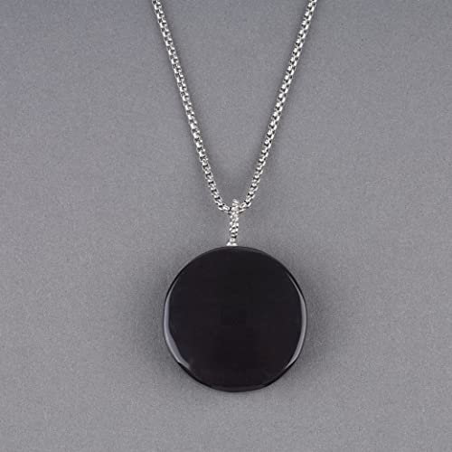 COAI Religious Jewelry St. Michael Necklace Black Obsidian Necklace for Men 22"(55cm)