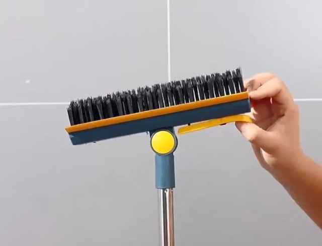 Floor Tile Cleaning Brush with Long Handle,180°Rotatable Patio Grout Scrubbing Cleaner Brush, Shower Floor Scraper Corner Stiff Bristles Brush for Deck Kitchen Bathroom
