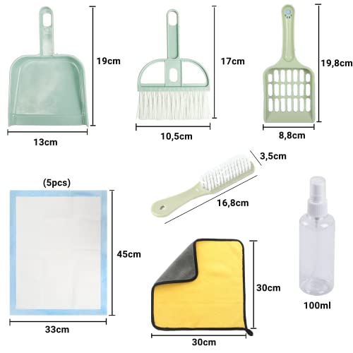 8PCS Cleaning Set for Small Animal Cage Small Pet Dustpan & Mini Broom Set