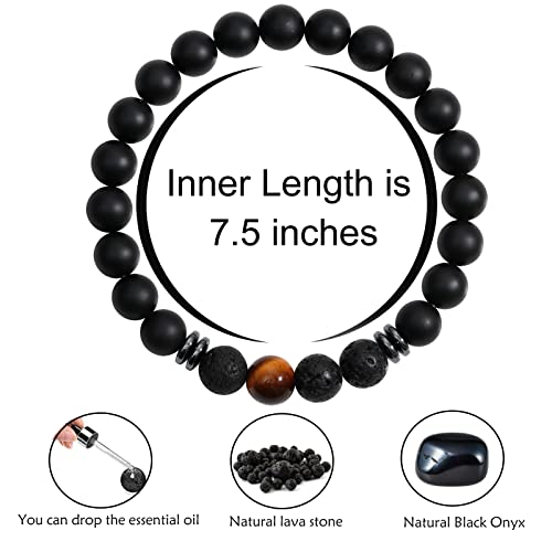 Healing Bracelets for Women, Anti Anxiety Yoga Beads Stress Relief Healing Thoughts Bracelets Relaxation Gift Aromatherapy Essential Oil Diffuser Lava Bracelet Gifts for Women Black
