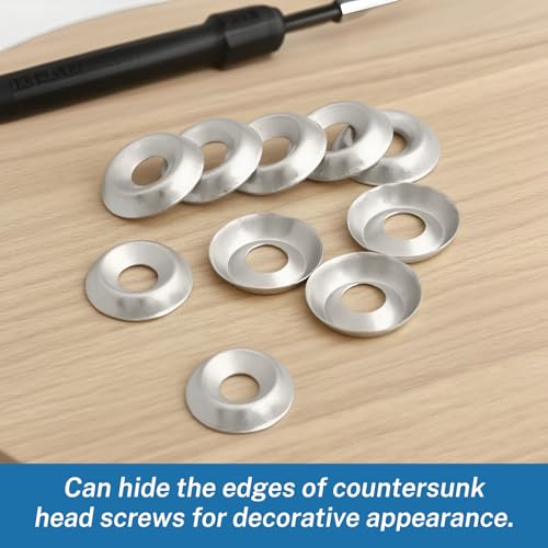 Hualleko #12 countersunk 304 stainless steel washers, silver and black metal cup washer set for screws and bolts