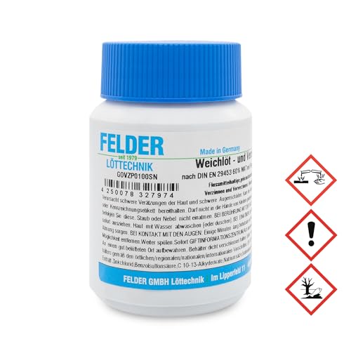 by Felder Lead-Free Soft Soldering & Tinning Paste Sn97Cu3 > 60% F-SW 21 (DIN EN ISO 9454-1) Ready to Use 100 g - for Tinning & Pre-Tinning in Body Construction 100g Dose