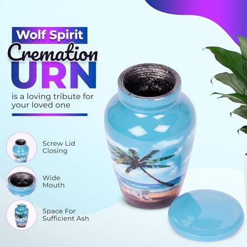 HLC URNS – Beach Blue Cremation Urn for Human Ashes - Adult Funeral Urn Handcrafted - Affordable Urn for Ashes (Adult (200 lbs) – 10.5 x 6 “, Cremation Urn)