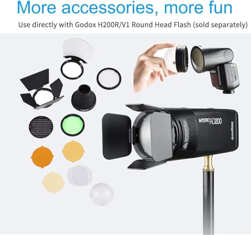 GODOX AK-R1 Accessories Kit for GODOX V100 / V1 Pro / V1 / AD100Pro and H200R Round Flash Head to Godox AD200Pro II / AD200Pro / AD200 Single