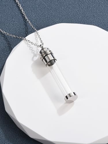 Clear Glass Tube Cremation Urn Necklace for Ashes