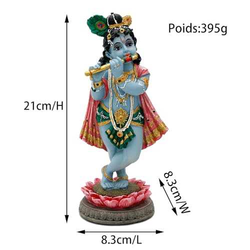 BangBangDa Hindu God Lord Krishna Statue - India Puja Item Pooja Decoration Diwali Birthday Gifts for Indian Man Woman Home Office Murti Altar Temple Mandir Meditation Spiritual Gifts for Friend