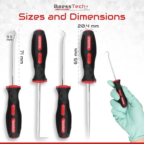 3D Push Hook Set 4 Pieces - Support Structures Easy to Remove - Tool with Hardened Tips and Ergonomic Handle - Hook Set 3D Printer Tool Accessories, Hand Deburring Tool