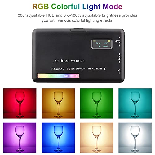 Andoer W140 RGB LED Video Light Kit Conference Lighting CRI95+2500K-9000K