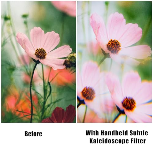 GREEN.L 100mm Handheld Kaleidoscope Filter Prism Lens, Optical Glass Creative Effect Filter for Phone DSLR Camera, with Pouch