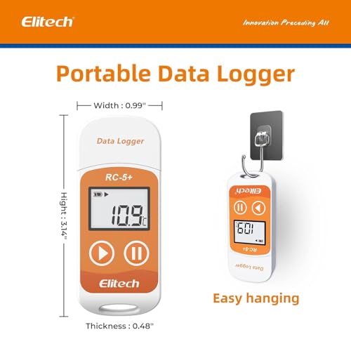 Elitech Temperature Data Logger RC-5, Reusable Temperature Data Recorder USB 32000 Points, Software for Mac and PC with Calibration Certified (Orange) RC-5+ (Orange)