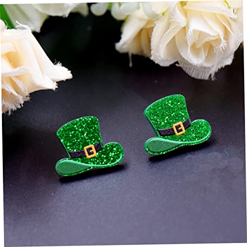 2 Pairs Hat Earrings Green Earrings for Women Studs Ladies Ladies Hats Winter St Patricks Day Dress up Trendy Acrylic Small Miss 2x1.6CMx5pcs Greenx5pcs