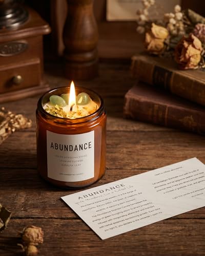 Natural Crystal Candle,Abundance, Crystal Ritual, Spiritual, Money Prosperity, Candle Spell.(Abundance) Abundance