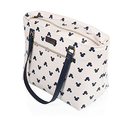 PICNIC TIME unisex-adult Uptown Cooler Tote Bag, Insulated Purse Lunch Bag for Her, Beach Bag Soft Cooler 14.37 x 7.28 x 10.63 Disney Mickey Mouse - White With Navy Blue Accents