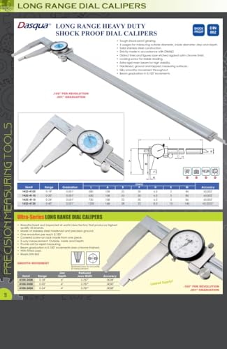 Dasqua 1332-4105 0-4" Machinist Grade Dial Caliper 0-4"