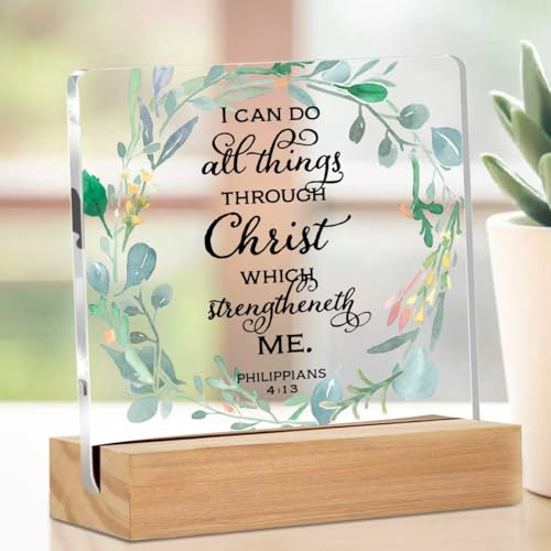 Christian Gifts for Women, Inspirational Quotes Acrylic Decor Sign, Religious Gifts for Mom Friends Coworker Sister, Bible Verse Desk Gadgets Table Top Cubicle Decor Accessories Multicolour 02332