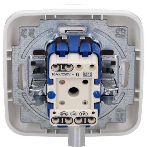 Busch-Jaeger Toggle Switch Set: 2000/6 US Toggle Switch + 2506-214 Rocker Switch + 2511-214 Single Frame Alpine White Reflex SI