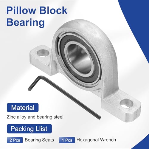 sourcing map Pillow Block Bearing 1" (25mm) Bore Vertical Zinc Alloy Steel Mounted Flange Pillow Block Self-Alignment Insert Bearings Housing for Machinery Power Agriculture Pack of 2 25mm