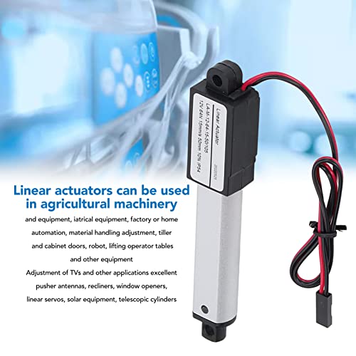 Linear Actuator, 12V Mini Electric Waterproof Linear Motion Actuator with End Limit Switches Mounting Brackets, Maximum Force 64N Micro Linear Actuator for Electric Door Opener Window Opener(50mm) 50mm