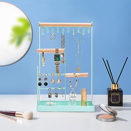 ProCase Cute Jewelry Stand, Aesthetic Jewelry Organizer for Dresser Vanity, Jewelry Holder Display for Necklaces Earrings, Gifts for Teen Girls Women, Bedroom Dorm Decor -Medium, Aqua 12.6" Height