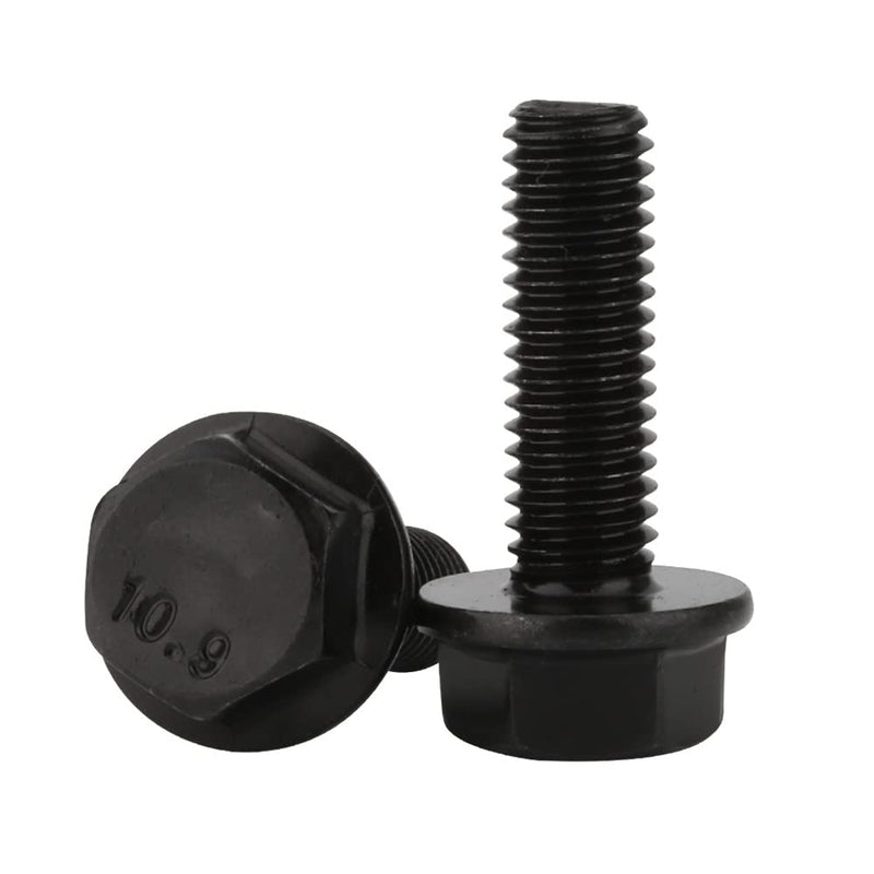 [Australia - AusPower] - M8 x 35mm Flanged Hex Head Bolts Flange Hexagon Screws, Grade 10.9 Alloy Steel, Black Oxide Finish, Partial Thread, 10 PCS M8 x 35mm Partial Thread 