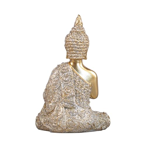 Golden Thai Buddha Namaste Figurine Resin Zen Desktop Decor 14cm