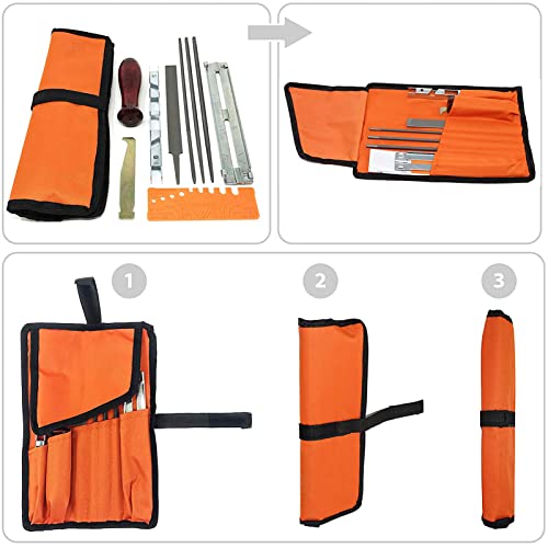 Chainsaw Sharpener File Set, 10 Pieces Chainsaw Chain Universal Sanding File Sanding Tools, with 5/32 (4.0 mm) 3/16 (4.8 mm) 7/32 (5.5 mm) Round File 6 Inch Flat File Depth Gauge