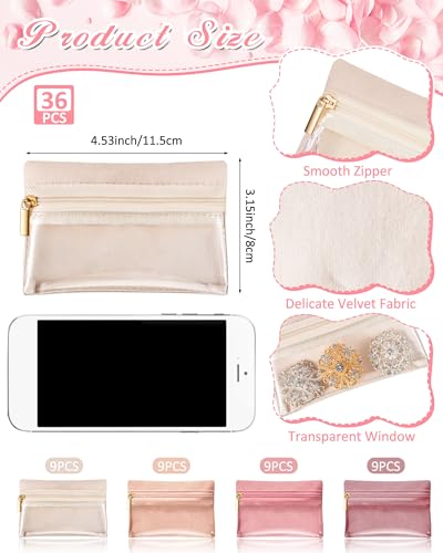 Uiifan Travel Jewelry Pouches Bulk Elegant Color 4.53 x 3.15 Inch 36