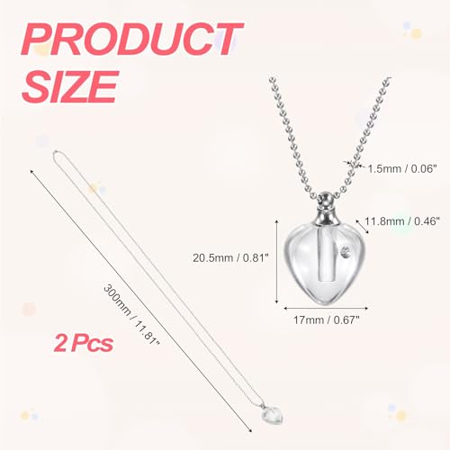 HARFINGTON Vial Necklace Stainless Steel Glass Heart Shaped Perfume Bottle 5