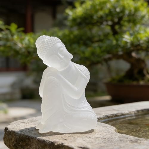 Transparent Resin Buddha Statue 5.9 Inch Home Decor White
