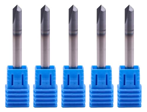 SEFHLI 2-flute 90° solid carbide chamfer end mill set, 5 pieces, 3/16-inch, AlTiN coated