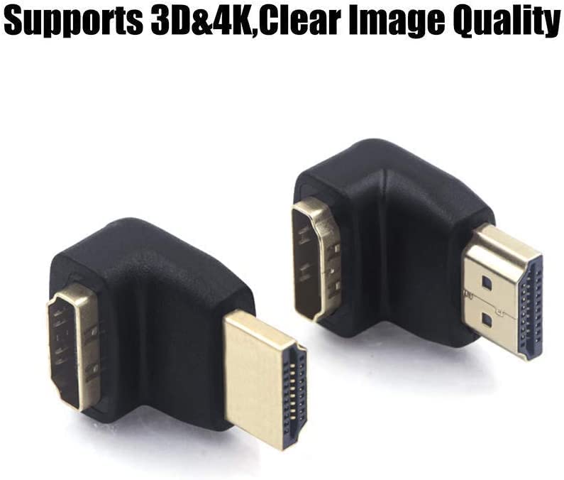 [Australia - AusPower] - VCE HDMI 90 and 270 Degree Adapter 2-Pack, Right Angle HDMI Male to Female L Adapter Connector 3D&4K Supported 