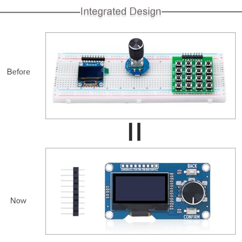 EC11 Rotary Encoder + 1.3 inch OLED Display White Integrated Module SH1106 IIC Interface with Confirm/Return Button,with Pin Header Connecting Cables for Project Experiment DIY 0.96 inch OLED