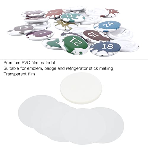 Tnfeeon Circle Mylars, Button Parts Metal with Clip Pin Top & Bottom Plastic Cover Film Button Maker Parts Pack of 100 58mm