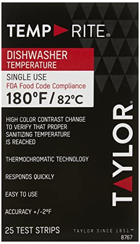 25x Vogue Dishwasher Temperature Test Strip 102x13mm Cleaning Supplies