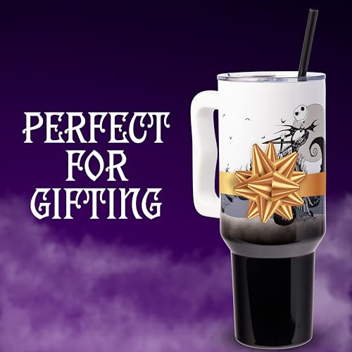 Silver Buffalo Nightmare Before Christmas, Stainless Steel Tumbler, 40oz Nightmare Before Christmas Hill and Moon Scene 40 Ounces