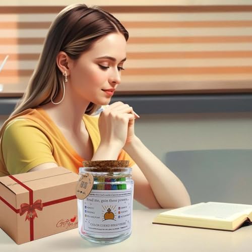 Bible Verses in a Jar Christian Religious Gifts for Women Mom Graduation Gift for Girls Catholic Bibles Study Supplies Accessories Prayer Jars Home Office Desk Décor Gratitude Present for Friends Sun Rise
