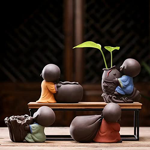 Creative Simple Ceramic no Phase Buddha Figure Monk hydroponic Flower Arrangement Device Home Office Desktop Small Ornaments (蓝色)