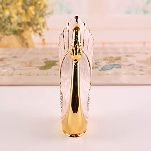 Fdit Swan Base Tableware Set, Gold Alloy Coffee Spoon Fork Holder with Rhinestones Smooth Edge Dessert Utensil Set for Bistro Bar Party (Golden White Fork)