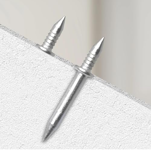 500 Pcs Double Headed Nails, Skirting Thread Seamless Nails with 5 Sleeves, Galvanized, No Trace Finish, Easy Installation, Ideal for Professional and Home Use