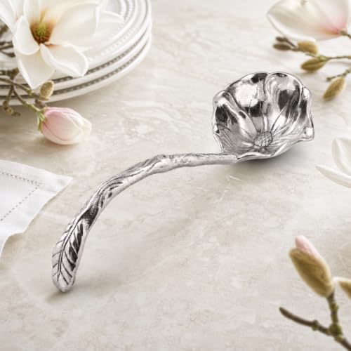 Arthur Court Magnolia Pattern Aluminum Serving Ladle - Elegant Punch/Soup Ladle for Entertaining - 12.5 Inch Long 12.5 inches Magnolia