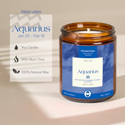 Aquarius Zodiac Candle 9oz Astrology Gift for Women Birthday Candle Aquarius