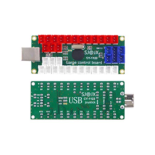 SJ@JX Arcade DIY Kit LED USB Encoder Board Zero Delay Arcade Controller Joystick Button Fight Stick Raspberry Pi Retro Pie MAME 5V LED Power SANWA