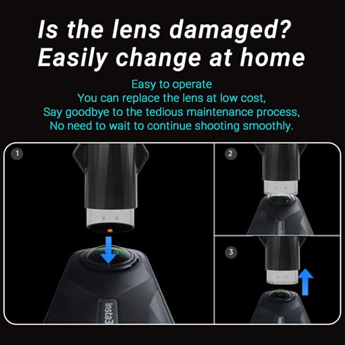 Insta 360 X5 Replacement Lens Complete Kit Accessories, with 2 × Replaceable Lenses for Insta360 X5, Plus Tools to Replace and Clean The Lens