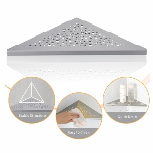 WELLUP Corner Shower Shelf Brushed Nickel 2 Pack,10" Shelf for Tiled Wall