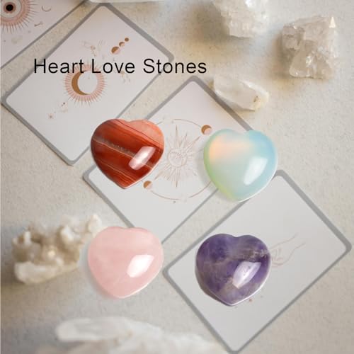 Amethyst Heart Worry Stones, 1.2 Inch, Set of 4 Amethyst