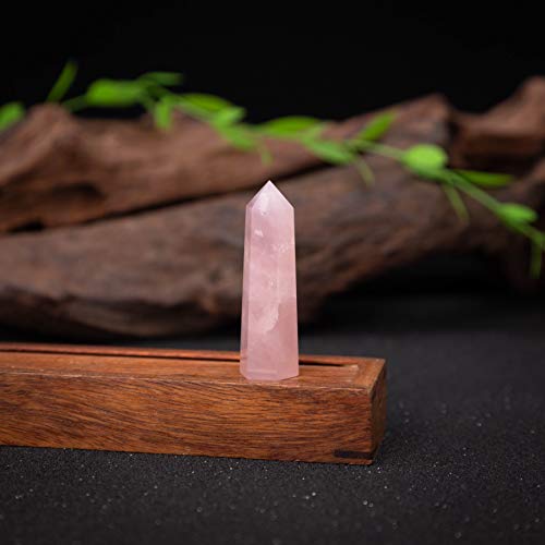 Luckeeper Healing Crystal Wands | 2" Rose Quartz Crystal Points 6 Faceted Reiki Chakra Meditation Therapy 4 PCS Pink Rose Quartz 2" Tall