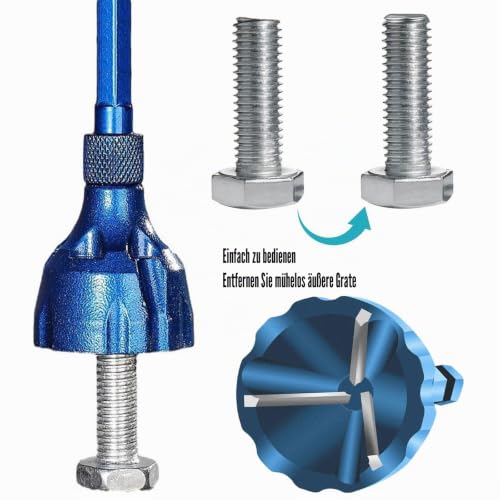 Outdoor Deburring, External Deburring / Chamfer Tool, Hex Shank Deburring Tool for Thread Repair, Deburring External Chamfer Tool, Metal Deburring Tool, for 3 mm to 20 mm, Blue