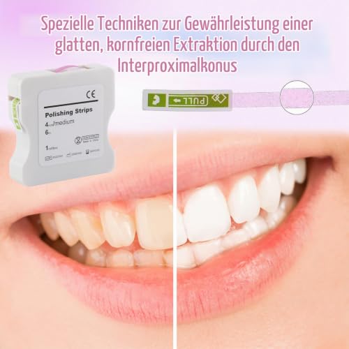 Tooth Sandpaper, Portable Tooth Sandpaper, 4 mm Width, 6 m/Rolls/Box, Polishing Strips, Interdental Sandpaper, Interdental Sanding Tools for Polishing Teeth (Pink)