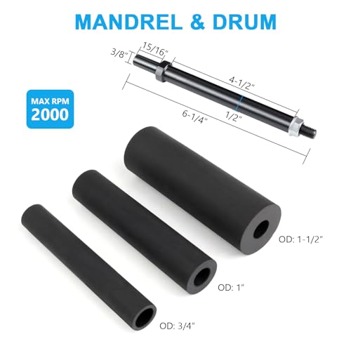 Spindle Sander Adapter 4-1/2" x 1/2" with Rubber Sanding Drum Kit OD 3/4", 1", 1-1/2" and Sandpaper Sleeves Grit # 80,120 - S/16