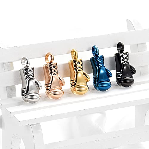 Boxing Glove Shape Stainless Steel Ashes Keepsake Cremation Jewelry for Ash Cool Cremation Pendants for Ashes Cremation Necklace Gold